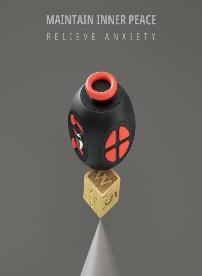 Evnojy Fidget Toys Fidget Blocks Fidget Pads Stress Fidget Block Twisty Fidget Toy Cube Anxiety Toy Infinite Cube for Adult (Black Red) - Image 2